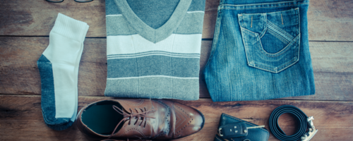 A person's outfit on a table